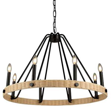 Artcraft Lighting Perris 8 Light 32" Wide Candle Style Smart Chandelier Black