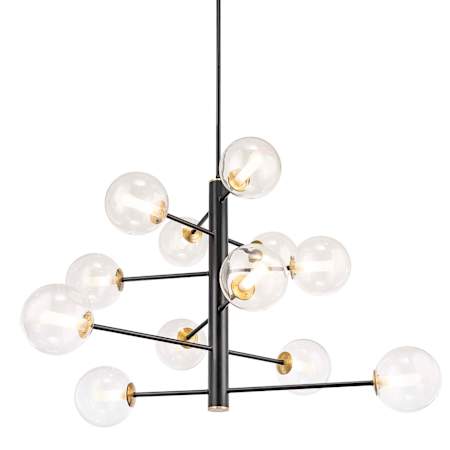 Artcraft Lighting Aurelia 34" Wide Chandelier Black / Brushed Brass / White