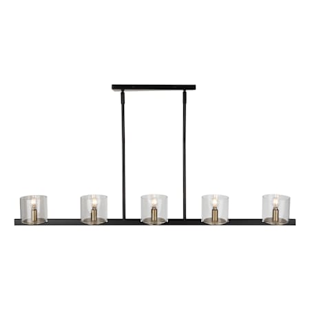 Artcraft Lighting Salinas 5 Light 45" Wide Linear Pendant Black / Brass