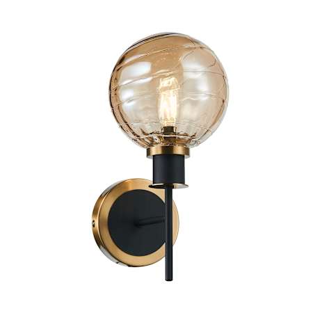 Artcraft Lighting Gem 12" Tall Wall Sconce Black / Brushed Brass / Amber