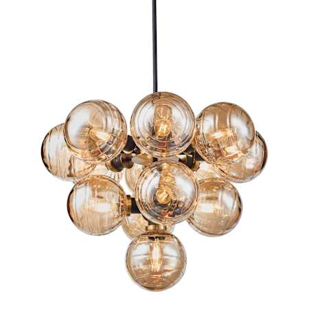 Artcraft Lighting Gem 30" Wide Chandelier Black / Brushed Brass / Amber