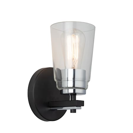 Artcraft Lighting Essex 9" Tall Bathroom Sconce Black / Chrome / Clear