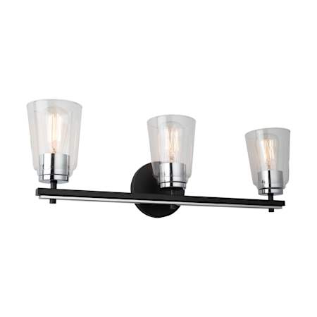 Artcraft Lighting Essex 3 Light 25" Wide Vanity Light Black / Chrome / Clear