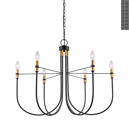 Artcraft Lighting Foundry 6 Light 31" Wide Candle Style Chandelier Black / Brass
