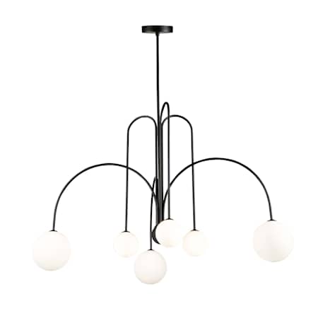 Artcraft Lighting Comet 6 Light 32" Wide LED Abstract, Shaded Chandelier Semi Matte Black