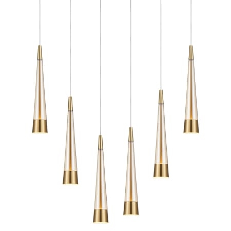 Artcraft Lighting Sunnyvale 6 Light 34" Wide LED Linear Pendant Brass / Clear