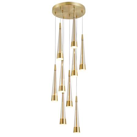 Artcraft Lighting Sunnyvale 9 Light 16" Wide LED Multi Light Pendant Brass / Clear