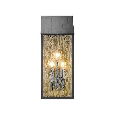 Artcraft Lighting Point 3 Light 26" Tall Outdoor Wall Sconce Black / Brass / Clear