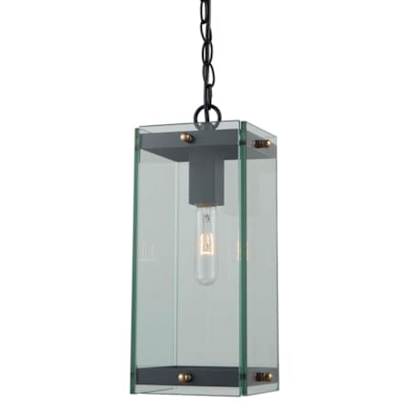 Artcraft Lighting Bradgate 7" Wide Outdoor Mini Pendant Matte Black / Harvest Brass / Clear