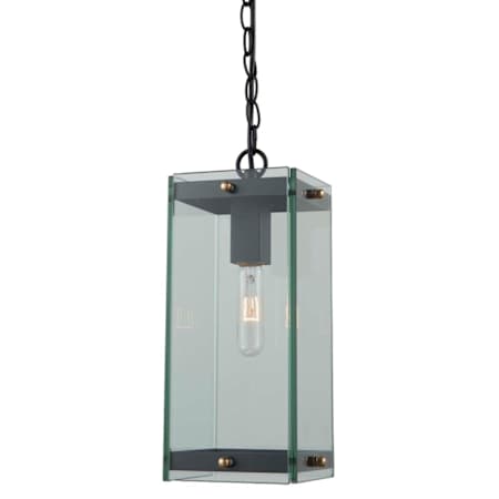 Artcraft Lighting Bradgate 8" Wide Outdoor Mini Pendant Matte Black / Harvest Brass / Clear