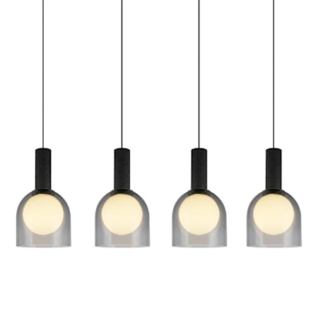 Artcraft Lighting Juna 4 Light 44" Wide Linear Pendant Black / Volcanic Black Travertine