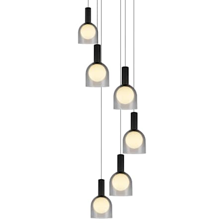 Artcraft Lighting Juna 6 Light 25" Wide Multi Light Pendant Black / Volcanic Black Travertine