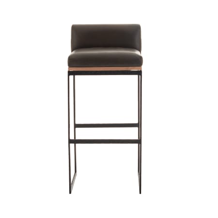 Arteriors 16" Wide Iron Framed Leather Bar Stool Graphite