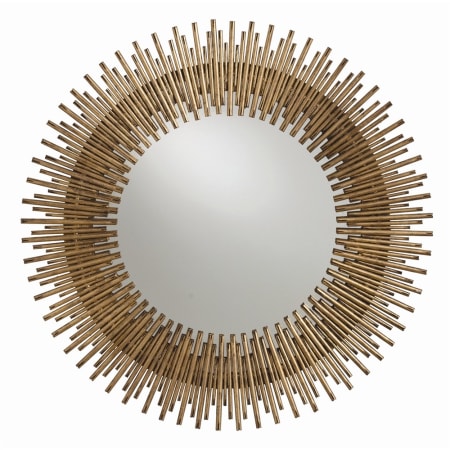 Arteriors Prescott 30-1/2" Diameter Circular / Sunburst Framed Bathroom Mirror Antiqued Gold Leaf