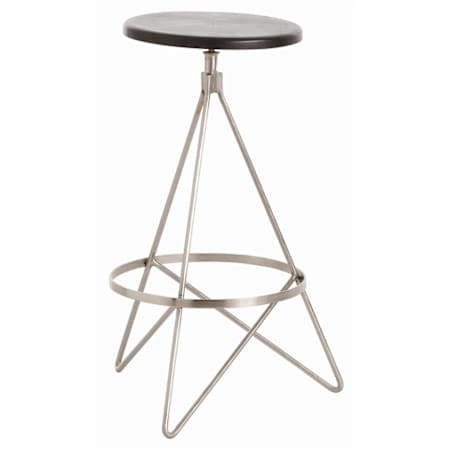 Arteriors Wyndham 14" Wide Rustic Modern Backless Round Counter Stool Polished Nickel