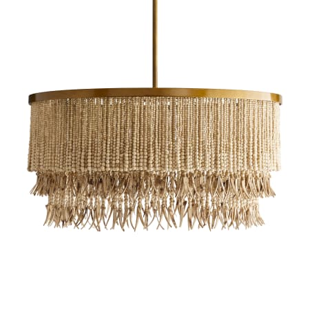 Arteriors Baja 3 Light 30" Wide Beaded Drum Chandelier Antique Brass / Natural