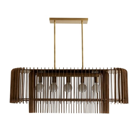 Arteriors Valencia 5 Light 49" Wide Linear Chandelier Antique Brass / Dark Walnut Stained