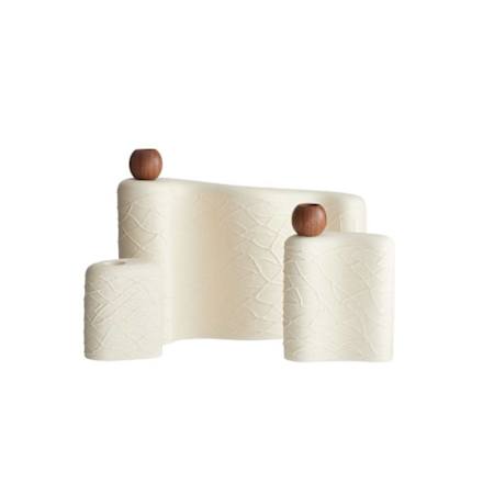 Arteriors Hesner Porcelain Taper Candle Holder - Set of 3 Matte Eggshell