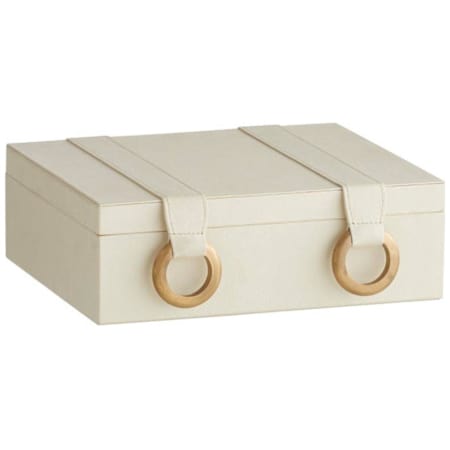 Arteriors Facci 11" Wide Leather and Brass Decorative Box Ivory