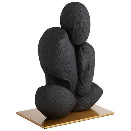 Arteriors Grissom 13" Tall Rice Stone Abstract Sculpture Charcoal