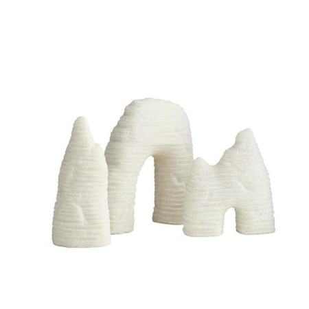 Arteriors Isla 13" Tall Rice Stone Landscapes Sculpture - Set of 3 Ivory