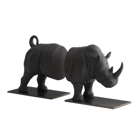 Arteriors Etosha 8" x 8-1/2" Iron and Stone Bookends - Set of 2 Charcoal