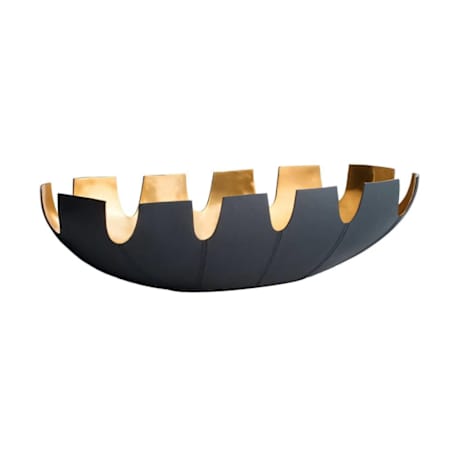 Arteriors Triomphe 26" x 7" Iron and Leather Decorative Bowl Navy