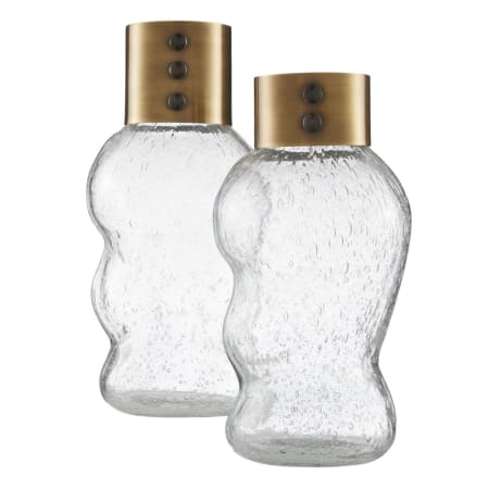 Arteriors Decker Glass Decorative Vases with Brass Top - Set of 2 Clear