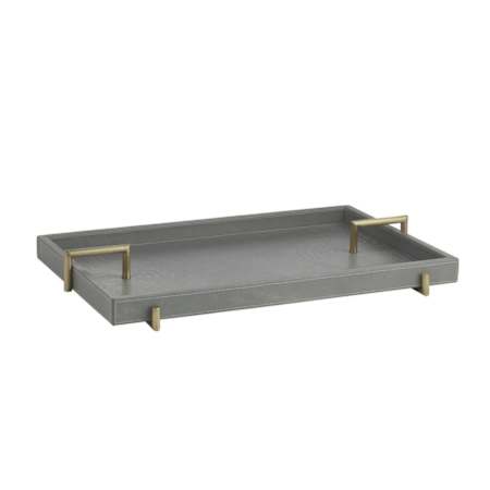 Arteriors Arcus 24-1/2" x 3-1/2" Iron and Leather Tray Juniper