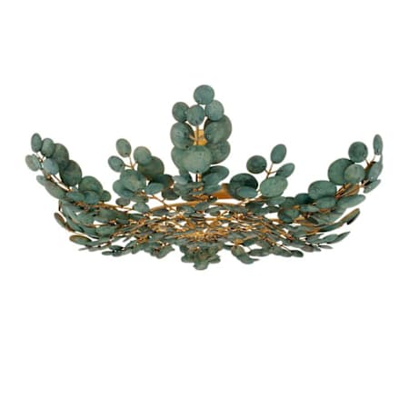 Arteriors Bilal 3 Light 38" Wide Semi-Flush Bowl Ceiling Fixture with Coconut Shell Shade Eucalyptus