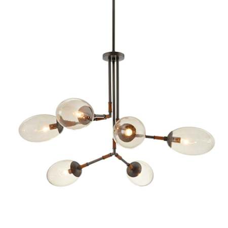 Arteriors Falcon 6 Light 41" Wide Sputnik Chandelier with Smoked Glass Shades Smoke