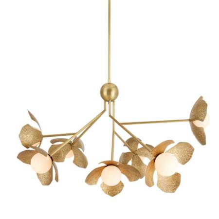 Arteriors Generosa 7 Light 57" Wide Chandelier with Hammered Iron Shades Antique Brass