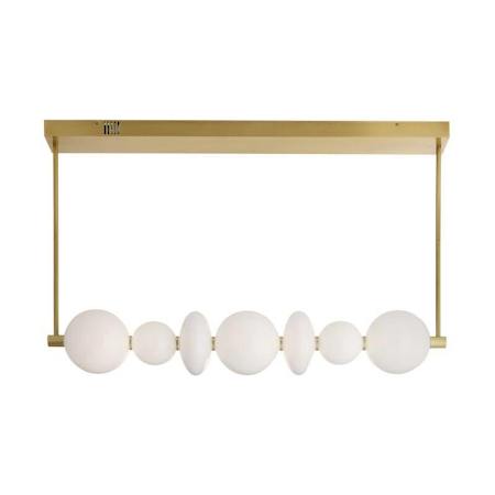 Arteriors Raphael 48" Wide Linear Chandelier Antique Brass / Opal