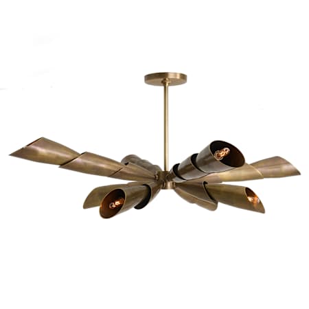 Arteriors Morgan Flush Mount 8 Light 44" Wide Abstract Chandelier Vintage Brass