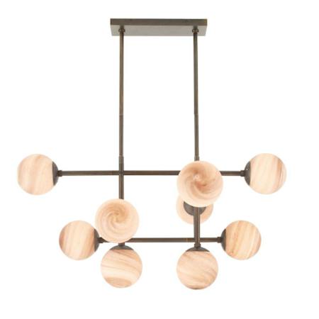 Arteriors Hadden 9 Light 38" Wide Linear Chandelier with Swirl Glass Shades Coffee Swirl