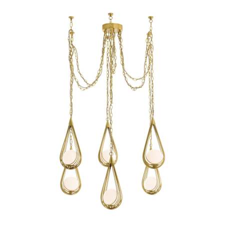 Arteriors Ova 6 Light 39" Wide Chandelier Antique Brass