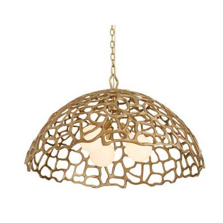 Arteriors Lotus 3 Light 33" Wide Pendant Antique Brass