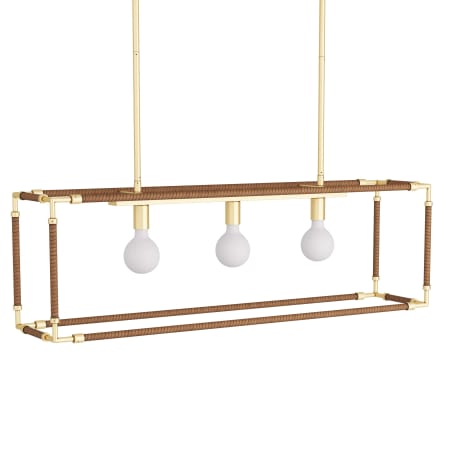 Arteriors 3 Light 42" Wide Linear Chandelier Antique Brass