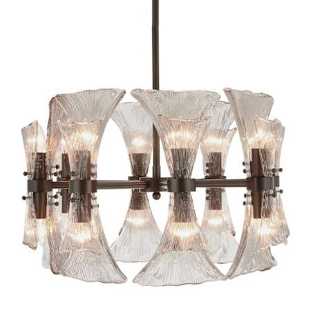 Arteriors Gwendolyn 16 Light 24" Wide Chandelier with Ribbed Glass Shades Smoke