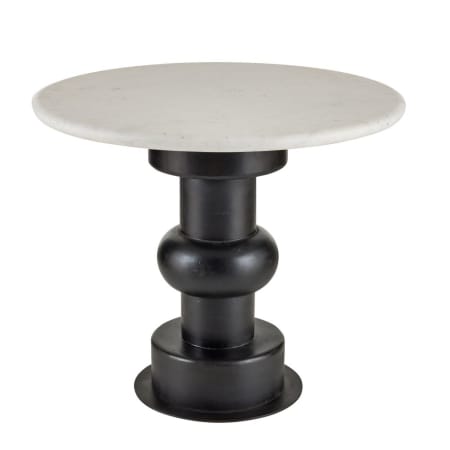 Arteriors Devito 29" Diameter Marble Top Iron End Table Ebony / Bronze