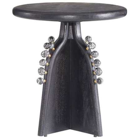 Arteriors Guillermo 21" Wide Mango Wood and Marble Table Ebony
