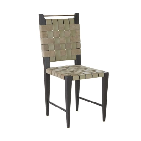 Arteriors Lakewood 18" Wide Wood Framed Leather Dining Chair Ebony / Antique Brass