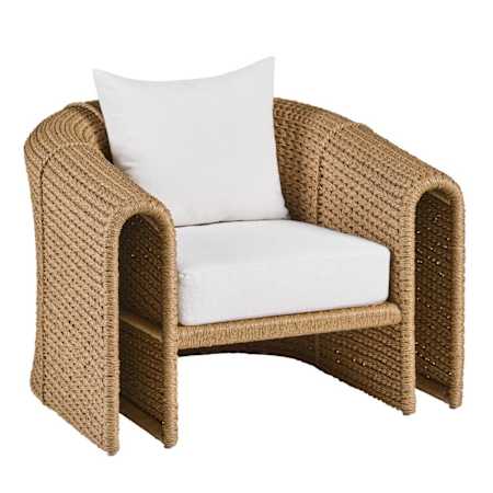 Arteriors Julien 37" Wide Rattan Framed Bouclé Lounge Chair Pearl