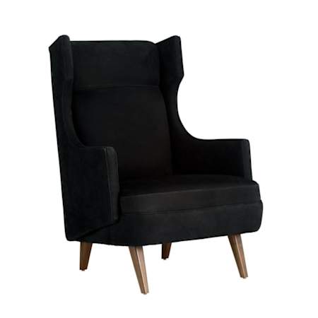 Arteriors Budelli 30" Wide Wood Framed Leather Accent Chair Noir Nubuck