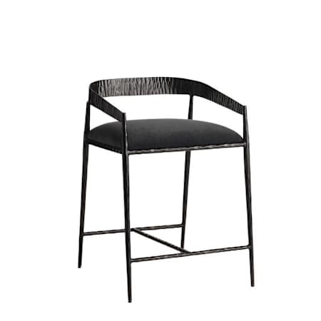 Arteriors Ansel 20" Wide Velvet Counter Stool Midnight Grey