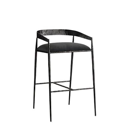 Arteriors Ansel 20" Wide Velvet Bar Stool Midnight Grey