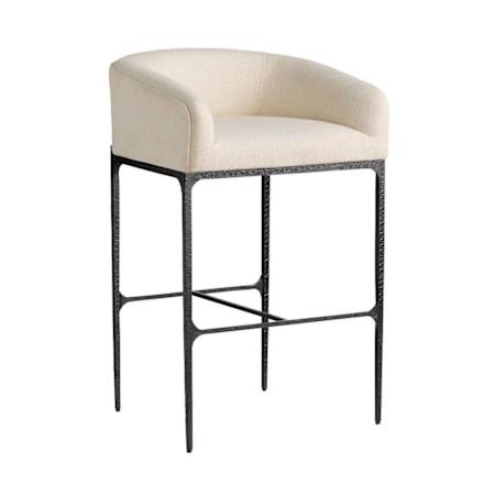 Arteriors Osbourne 25" Wide Iron Framed with Fabric Upholstery Stool Oxford White
