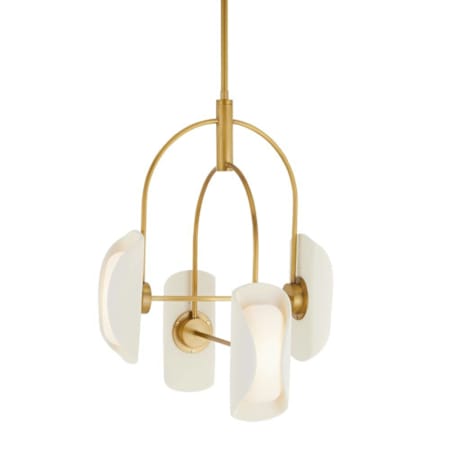 Arteriors Roll 20" Wide LED Chandelier with Resin and Opal Glass Shades Antique Brass