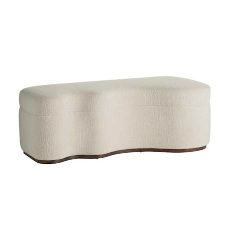Arteriors Shoal 50" Wide Maple Veneer Framed Polyester Bench with Bouclé Fabric Seat Sand
