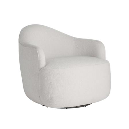 Arteriors Boulder 32" Wide Iron Framed Bouclé Accent Chair with 360-Degree Swivel Sand
